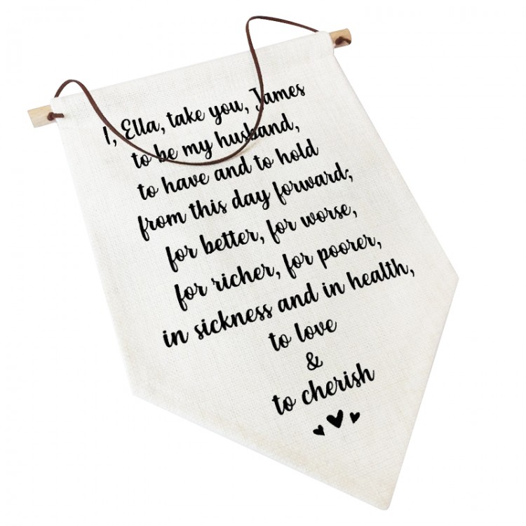 Linen Flag -  Personalised Home Decor - Wedding Vows